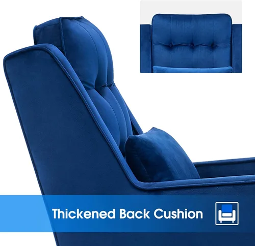 Vista 6 de MCombo Sillas decorativas, sillón individual tapizado de terciopelo para sala de estar, silla de recepción para oficina 4278 (azul)