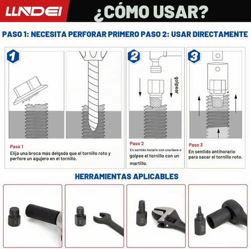 Vista 2 de LLNDEI Juego de extractor de tornillos con cabeza hexagonal, splines múltiples, extracción fácil de pernos redondeados, removedor de tornillos