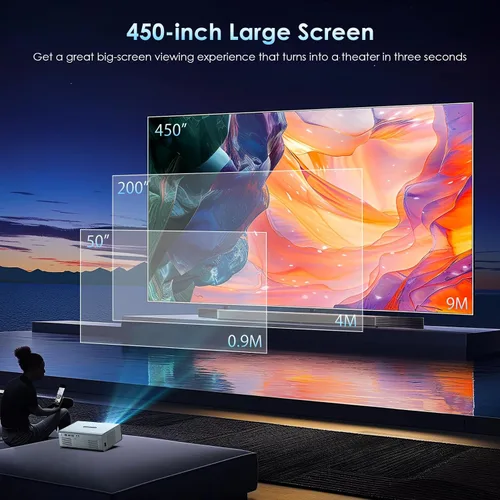 Vista 9 de [Enfoque eléctrico] Proyector de soporte 4K con WiFi6 y Bluetooth 5.3, proyectores exteriores para uso de video exterior, proyector de película