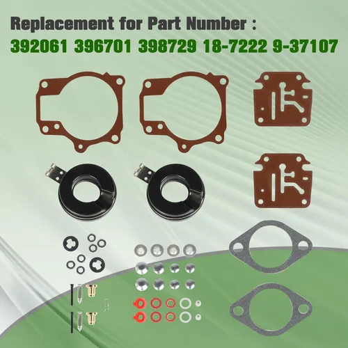 Vista 4 de ALL-CARB Paquete de 2 kits de reparación de carbohidratos con flotador de repuesto para Johnson Evinrude 396701 18 20 25 28 30 35 40 45 48 50 55 60