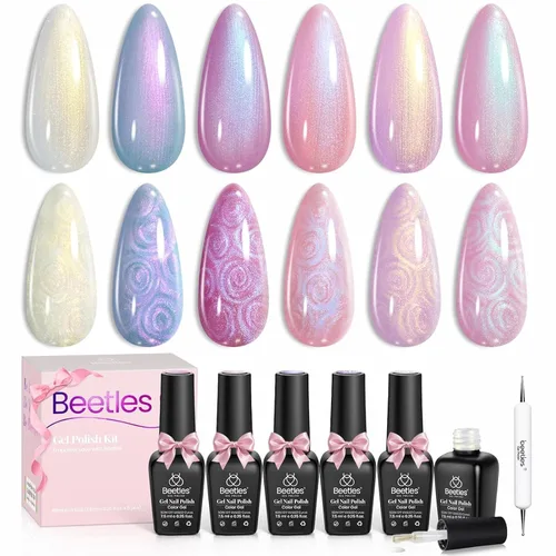 Vista 32 de Beetles - Juego de esmaltes de gel de otoño con gel floreciente, efecto A - Marrón ámbar Atracción ámbar