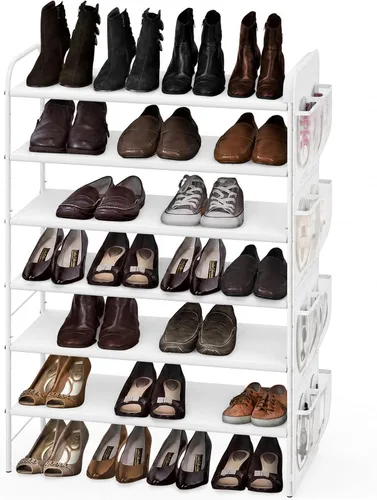 Vista 9 de Simple Houseware Organizador de almacenamiento para zapatos de 6 niveles con bolsa lateral para colgar, bronce