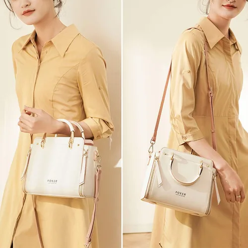 Vista 7 de Bolsos de cuero para mujer, con asa superior y correa ajustable