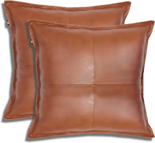 Vista 17 de LL LEATHER LOVERS Funda de almohada de piel de cordero - Funda de cojín para sofá, fundas decorativas para sala de estar y dormitorio, 20 x 20 Negro