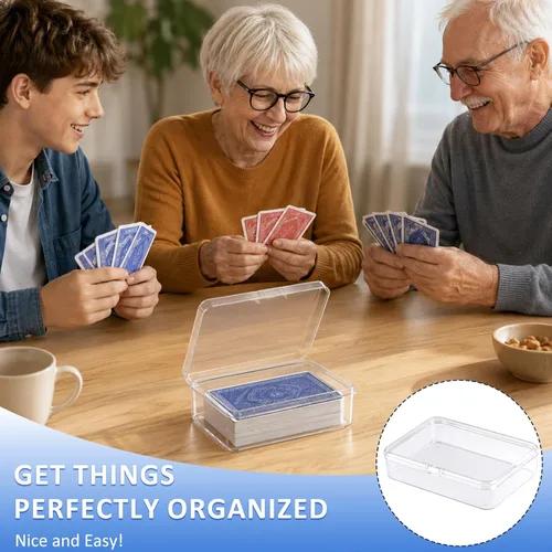 Vista 7 de Kitoyz Juego de cartas de plástico transparente, caja de almacenamiento de tarjetas de acrílico compatible con fundas coleccionables para tarjetas