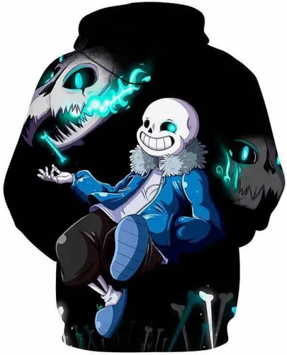 Vista 3 de Weixu Sudadera unisex con capucha de anime Undertale, disfraz de cosplay, ropa exterior, suéter casual con capucha 3D