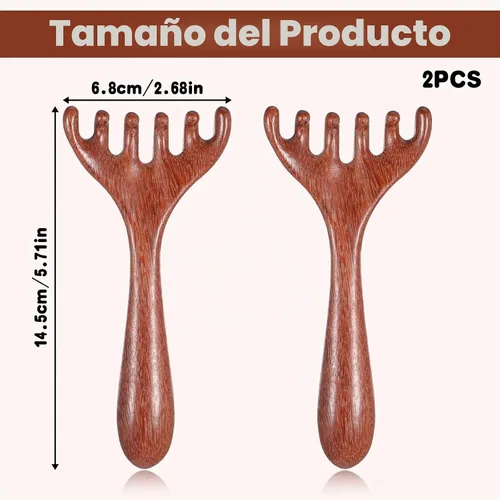 Vista 2 de 2 peines de masaje de madera, 6 garras, masajeador de madera para cabeza, pies, herramientas de masaje de terapia de madera para cabeza, espalda
