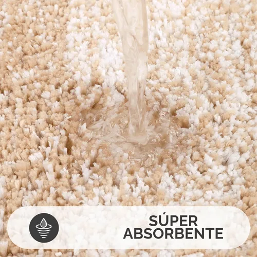 Vista 4 de Bsmathom Juego de 4 tapetes de baño de microfibra de felpa, color beige