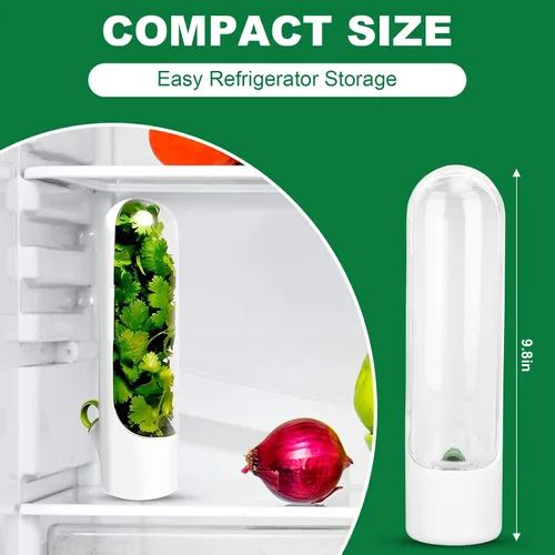 Vista 4 de Protector de hierbas para refrigerador, botella de conservación de verduras, contenedor de almacenamiento de hierbas, conservador de hierbas frescas
