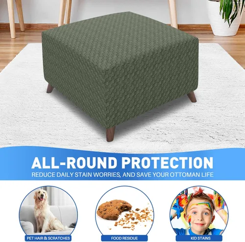 Vista 2 de MAXIJIN Fundas para otomano de jacquard, fundas protectoras para taburete plegable, protector de muebles, funda suave y gruesa rectangular