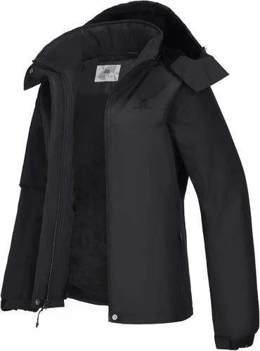 Vista 3 de GOLDEN CAMEL Chaqueta de esquí de invierno para mujer, impermeable, resistente al viento, con capucha, para snowboard, para exteriores