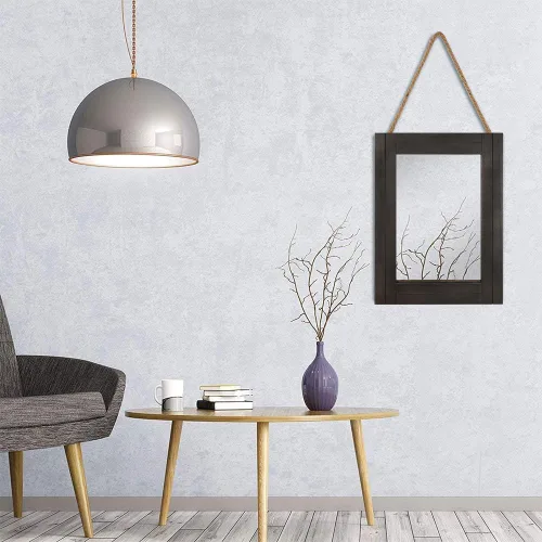 Vista 3 de Espejo de pared rectangular para baño, decoración de madera blanca envejecida con cuerda para colgar para decoración rústica del hogar, tocador