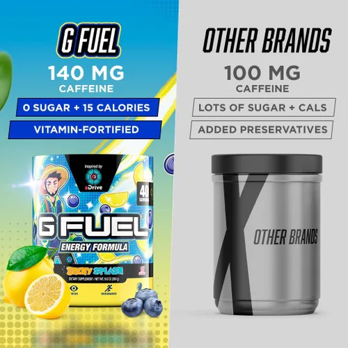 Vista 5 de G Fuel aDrive - Polvo de bebida energética, mezcla de cafeína preentrenamiento para juegos, sin azúcar, aminoácidos para el enfoque, vitaminas +