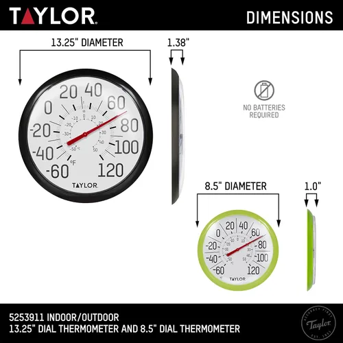 Vista 2 de Taylor Termómetros de pared para interiores y exteriores, juego de 2, negro y verde
