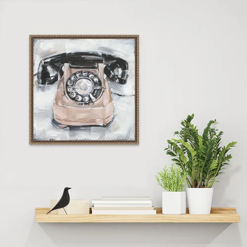 Vista 6 de Amanti Art Framed Canvas Wall Art 16x16 Retro Phone IV by Ethan Harper, Framed Wall Art Canvas, Still Life Artwork, Traditional Decor, Small Poster
