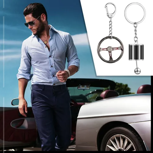 Vista 4 de Tallew Juego de 5 llaveros de automóvil para hombres, llaveros de metal geniales para entusiastas del automóvil, regalos para mujeres y hombres