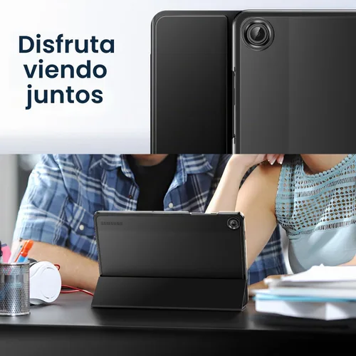 Vista 8 de JETech - Funda para Samsung Galaxy Tab A9 Plus de 11", color negro Diseño trasero translúcido delgado, soporte de tres pliegues, encendido
