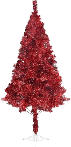 Vista 5 de Arthas Árbol de Navidad negro de oropel de Halloween de 5 pies para decoración de fiesta en el hogar, oficina, vacaciones, temporada, precioso