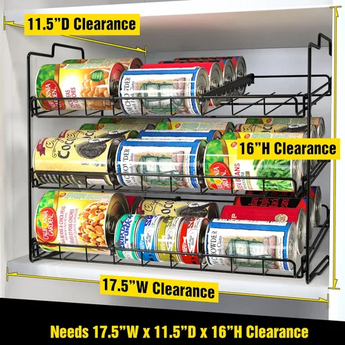 Vista 4 de Organizador de latas apilable de Deco Brothers para cocina y despensa, 3 niveles, negro