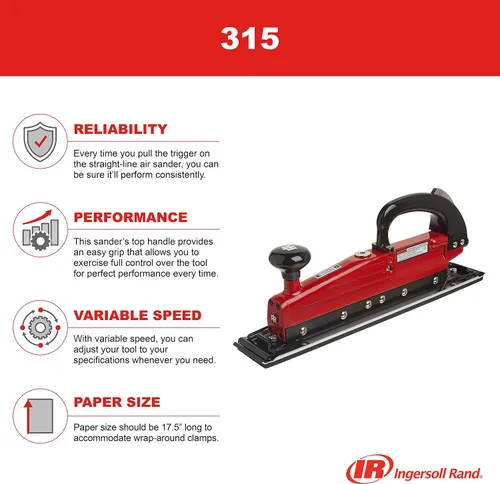 Vista 13 de Ingersoll Rand Lijadora de aire de línea recta 315, almohadilla de 2.75" x 17.5", 3,000 SPM