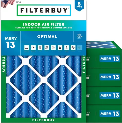 Vista 11 de Filterbuy Filtro de aire de 8 x 14 x 1 pulgadas MERV 13 de defensa óptima (paquete de 5), filtros de aire de repuesto plisados HVAC para calderas