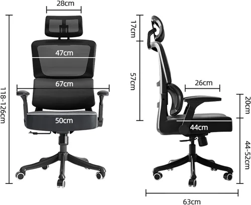 Vista 2 de Silla de computadora de respaldo alto para el hogar, silla de oficina ergonómica cómoda con soporte lumbar, silla tapizada de malla