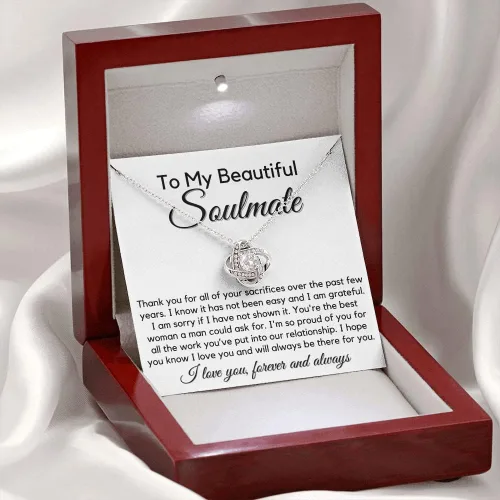 Vista 7 de to My Soulmate Love Knot Necklace - My Lovely Wife, Gifts for Girlfriend, Romantic Gifts for Her from Husband to Wife, Valentine's Day, for Wife BS1