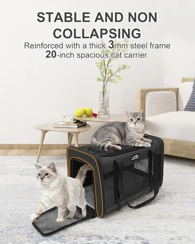 Vista 3 de Transportador de gatos para perros pequeños, medianos y grandes, transportador de gatos de lados suaves, transportador de viaje para mascotas, bolsa