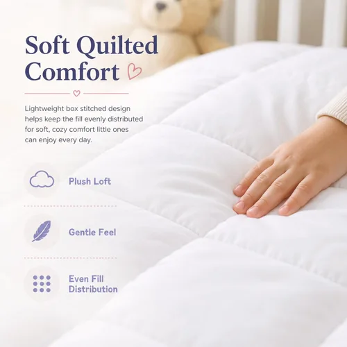 Vista 3 de Continental Bedding Edredón para niños pequeños, relleno de edredón de microfibra 100%, manta para dormir con funda de algodón, se adapta a cuna