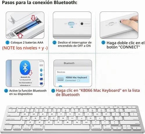 Vista 3 de OMOTON Bluetooth Keyboard Compatible with Mac ONLY, Compact Wireless Keyboard Compatible with MacBook Pro/Air, iMac, Mac mini/Pro, Silver
