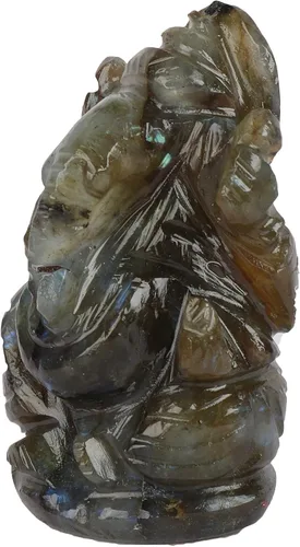 Vista 3 de GEMHUB Estatua de Ganesha tallada a mano aprox. 209.00 quilates Estatua de piedras preciosas naturales de labradorita, Gema, Ruso - Labradorita