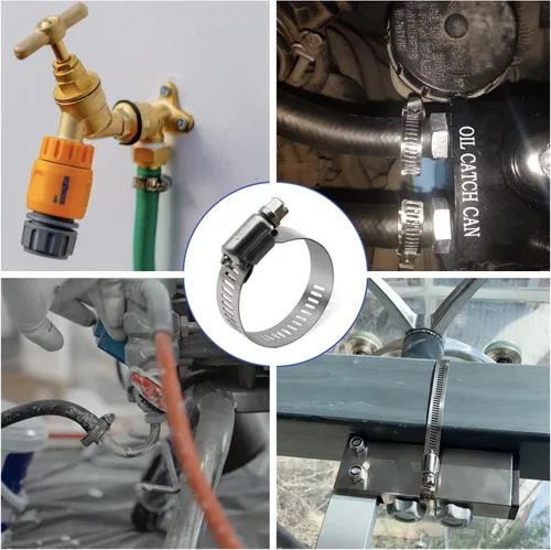 Vista 6 de Paquete de 10 abrazaderas de manguera de acero inoxidable, abrazaderas de manguera de metal con engranaje helicoidal de 1-1/2 pulgadas a 2-1/2