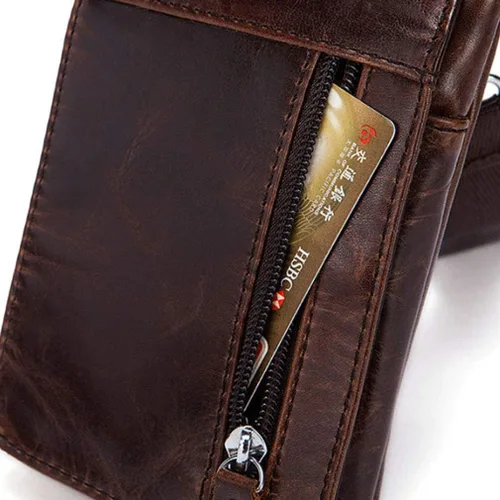Vista 4 de Hebetag Bolso pequeño de cuero para cinturón de teléfono, monedero para hombre, funda de bucle, paquete de cintura, mensajero de viaje, bolsa