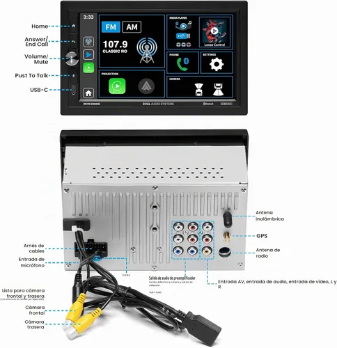 Vista 4 de BOSS Audio Systems BV9358B Estéreo para automóvil - CarPlay Android Auto inalámbrico, doble Din, pantalla táctil de 7 pulgadas, Bluetooth, sin