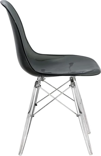 Vista 4 de LeisureMod Cresco - Silla de comedor moldeada moderna con base Eiffel cromada y patas de soporte acrílicas en forma de X, silla auxiliar ergonómica