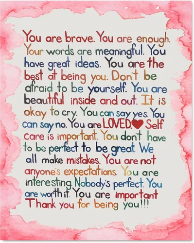 Vista 10 de AMERICAN LUXURY GIFTS You Are Brave You Are Enough Arte de Pared, Impresión de Cita Inspiradora de 8x10 Sin Marco, Motivación Minimalista