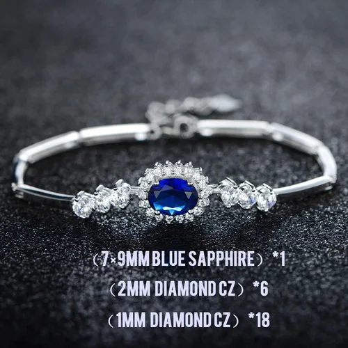 Vista 2 de JIANGXIN Princess Diana Royal Engagement Style Birthstone 925 Sterling Silver Bracelets 16+4cm Platinum Plated Fine Jewelry for Women