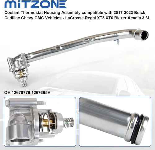 Vista 3 de Ensamble de carcasa de termostato refrigerante MITZONE compatible con vehículos Buick Cadillac Chevy GMC 2017-2023 - LaCrosse Regal XT5 XT6 Blazer