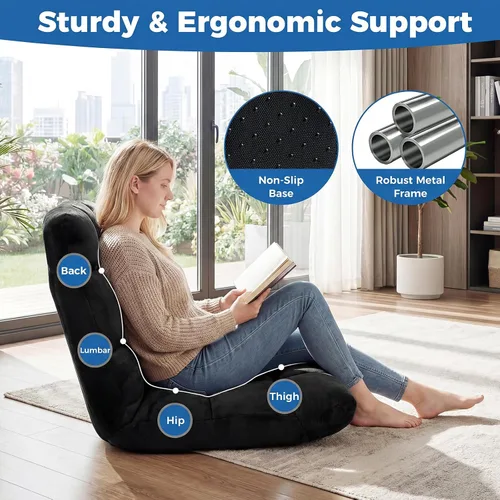 Vista 6 de Silla de piso de espuma viscoelástica con soporte de respaldo ajustable de 14 posiciones