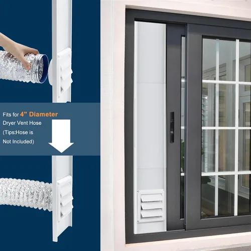 Vista 4 de Kit de ventana de ventilación de secadora para manguera de ventilación de secadora de 4 pulgadas de diámetro, kit de ventilación ajustable