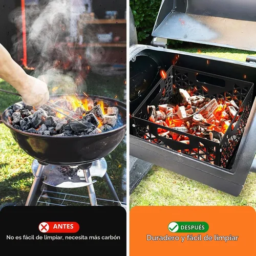 Vista 5 de Cesta de Carbón Firebox para Ahumador Offset Oklahoma Joe, Accesorios de Parrilla para Ahumado Largo y Eficiente, Cesta de Fuego de 12" x 12" x 7.5