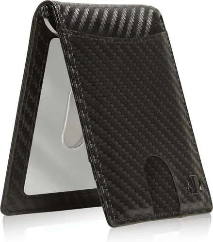 Vista 6 de Access Denied Billeteras delgadas y plegables para hombre, billetera delgada minimalista con clip para dinero, bolsillo frontal, tarjetero