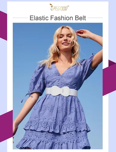 Vista 8 de JASGOOD Paquete de 3 cinturones elásticos para mujer para vestido, cinturones elásticos anchos vintage