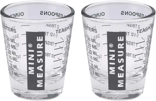 Vista 18 de Kolder Mini Medidor de Vidrio Pesado, 20 Medidas Incrementales Multiusos para Líquidos y Secos Vaso Medidor de Chupito, Verde, Juego de 2