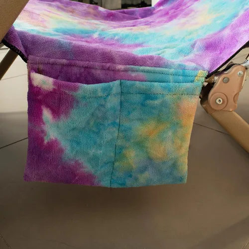 Vista 3 de Funda para Silla de Playa, Toalla de Microfibra para Tumbona con Bolsillos de Almacenamiento para Tumbona de Piscina, Hotel, Jardín (Tie-Dye)