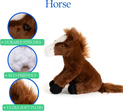 Vista 8 de The Petting Zoo Peluche de caballo de peluche, regalos para niños, animales de granja Wild Onez, juguete de peluche de caballo de 12 pulgadas