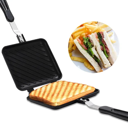 Vista 5 de Sartén para sándwich, sartenes de desayuno para evitar pegar panini haciendo panini patrón rejilla adecuada para hacer sándwiches