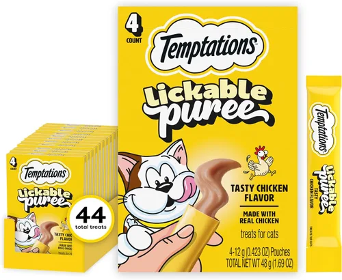 Vista 21 de Temptations - Golosinas cremosas para gatos, hígado de res, 4 unidades, paquete de 11