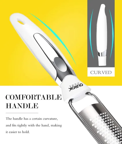 Vista 5 de Ourokhome Rallador rotativo Limón Zester - Rallador de queso de acero inoxidable para frutas, verduras, limón, cirtus