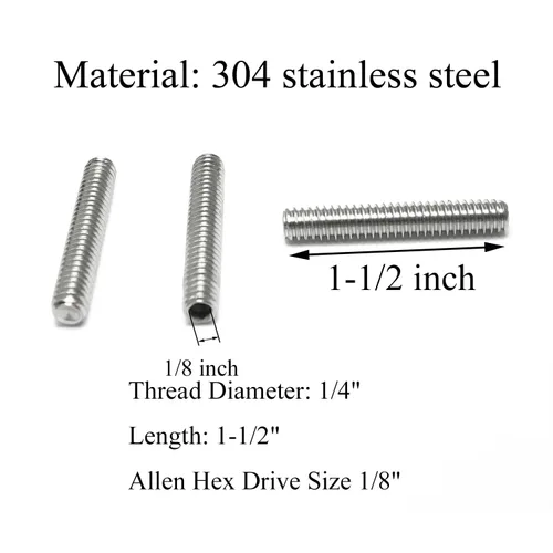 Vista 2 de Tornillos hexagonales de 1/4-20 x 1-1/2 pulgadas, tornillos hexagonales de acero inoxidable 304 con rosca completa, tornillos de agarre